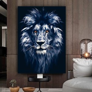 A-32 ציור של אריה עוצמתי על קנבס או זכוכית