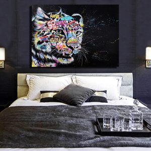 A-259 ציור של נמר בשילוב גרפיטי על קנבס או זכוכית