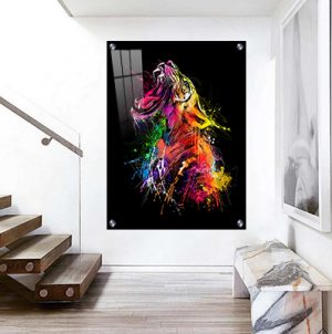 A-260 ציור מודרני של נמר צבעוני שואג