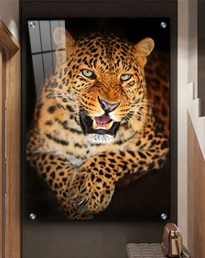 A-270 תמונה של נמר שואג לסלון או חדר שינה על קנבס איכותי או זכוכית מחוסמת