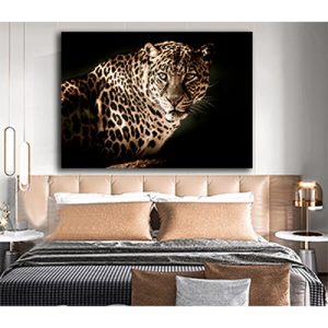 A-272 ציור של נמר על גזע עץ לסלון או חדר שינה להדפסה על קנבס או זכוכית מחוסמת