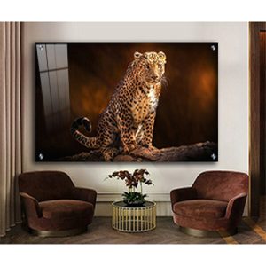 A-271 ציור של נמר על גזע עץ לסלון או חדר שינה להדפסה על קנבס או זכוכית