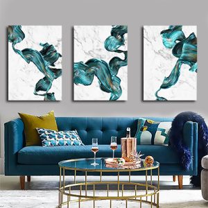 P-5 סט שלישיית תמונות אבסטרקט זרימה בכחול