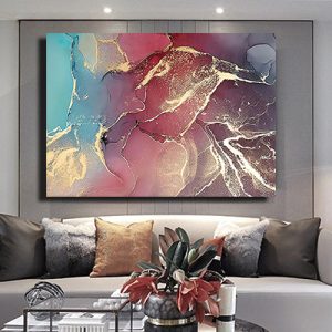 AB-25 תמונת אבסטרקט מודרנית וצבעונית עם נגיעות זהב