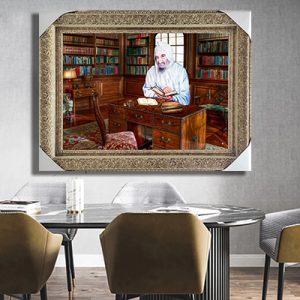 1137 – ציור מעוצב של בבא סאלי לומד בחדר עם ספרי תורה