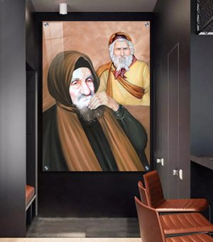 1149 – ציור של בבא סאלי ורבי יעקב אבוחצירא על זכוכית או קנבס