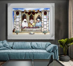1176 – ציור מעוצב של הרבנים למשפחת אבוחצירא על זכוכית או קנבס
