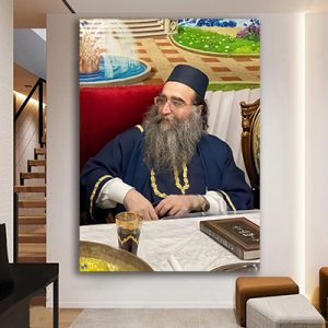 4186 – תמונה של הרב יאשיהו פינטו בסוכה על זכוכית או קנבס