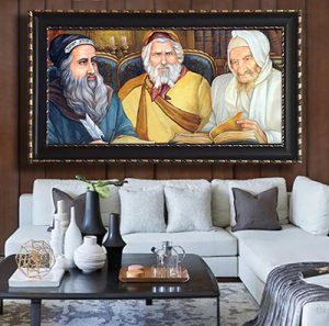 1172 – ציור מעוצב של בבא סאלי, רבי יעקב אבוחצירא ורבי שמעון בר יוחאי
