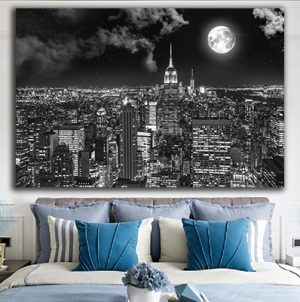 US-35 – צילום אווירי בשחור לבן של ניו יורק להדפסה על קנבס או זכוכית