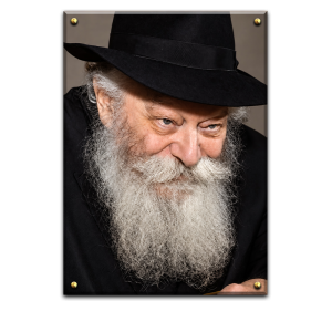 454 – תמונת פנים של הרבי מליובאוויטש מחייך על קנבס או זכוכית