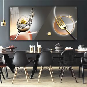 K-18 תמונת אבסטרקט מודרנית למטבח או פינת אוכל על זכוכית או קנבס