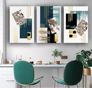 P-68 סט שלישיית תמונות אבסטרקט מודרניות על קנבס או זכוכית מחוסמת