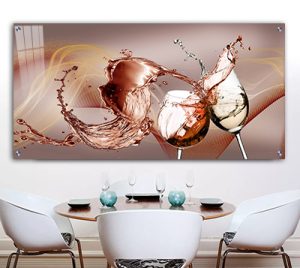 K-2 תמונת מודרנית של כוסות יין למטבח או פינת אוכל על קנבס או זכוכית מחוסמת
