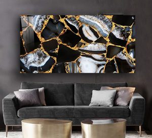 AB-45 תמונת אבסטרקט מיוחדת בסגנון דמוי שיש עם נגיעות זהב