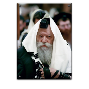 546 – תמונה של הרבי מליובאוויטש עם טלית ותפילין להדפסה על קנבס או זכוכית