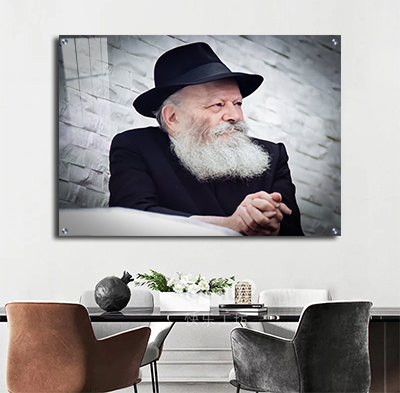 555 - תמונה מעוצבת של הרבי מליובאוויטש להדפסה על זכוכית או קנבס