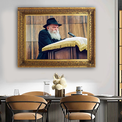 600 - תמונה של הרבי מליובאוויטש נואם על קנבס או זכוכית מחוסמת