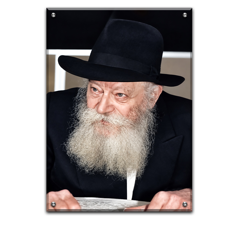 612 - תמונת פנים של הרבי מליובאוויטש מחייך על זכוכית או קנבס