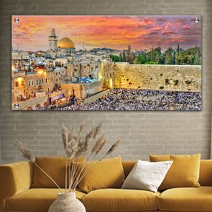 3015 – ציור פנורמי של הכותל המערבי בשקיעה להדפסה על קנבס או זכוכית