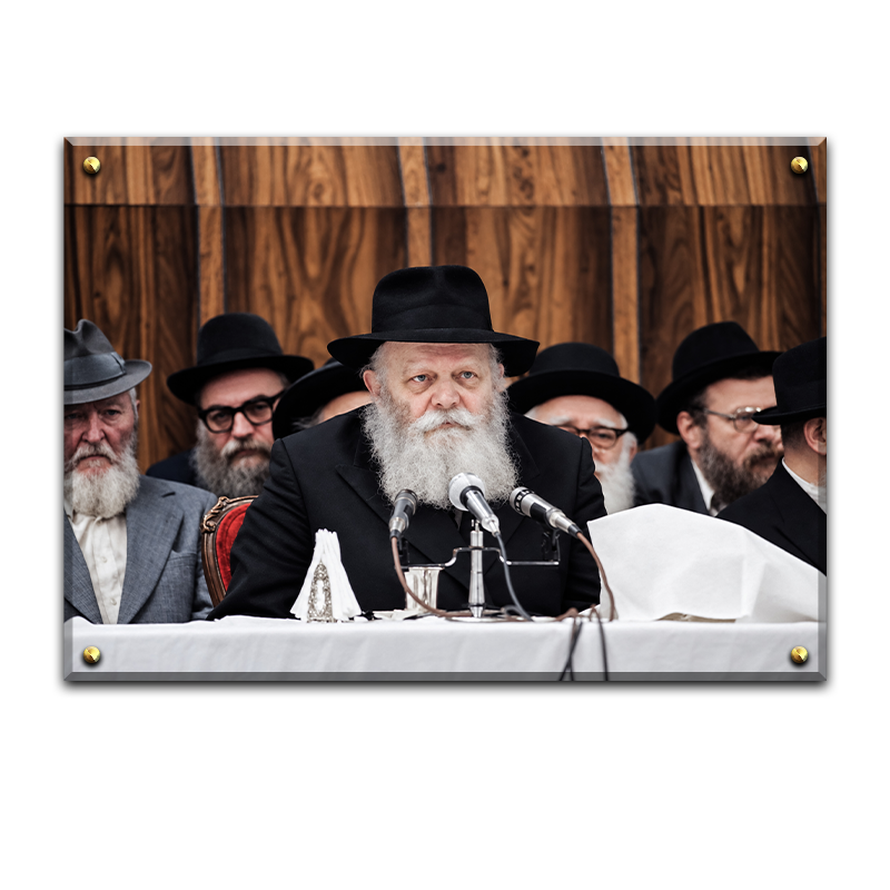 643 - תמונה של הרבי מליובאוויטש נואם בהתוועדות על קנבס או זכוכית