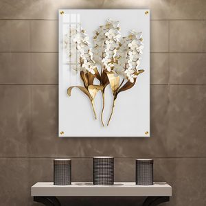 FL-72 ציור של עלים מזהב על קנבס או זכוכית מחוסמת