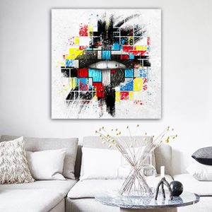 LF-86 תמונת גרפיטי מעוצבת של שפתיים על זכוכית או קנבס