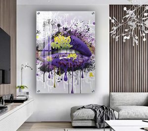 LF-93 תמונת גרפיטי של שפתיים על על זכוכית או קנבס