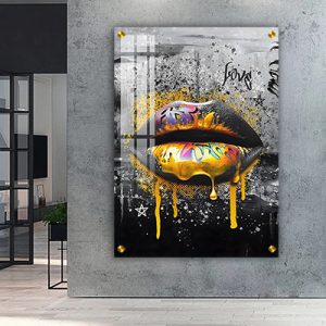 LF-94 תמונת גרפיטי של שפתיים על על זכוכית או קנבס
