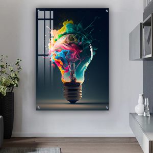 LF-96 ציור מודרני של מנורה צבעונית על קנבס או זכוכית