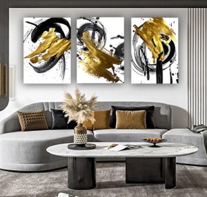 P-76 סט תמונות אבסטרקט 3 חלקים על קנבס או זכוכית מחוסמת