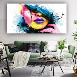 W-77 – ציור של אישה צבעונית להדפסה על קנבס או זכוכית מחוסמת