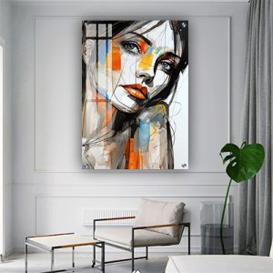 W-79 – ציור של אישה צבעונית להדפסה על קנבס או זכוכית מחוסמת