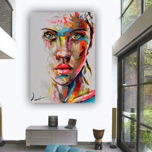 W-8 – ציור גרפיטי צבעוני של אישה להדפסה על קנבס או זכוכית מחוסמת