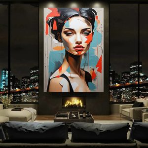 W-86 – ציור של אישה צבעונית להדפסה על קנבס או זכוכית מחוסמת