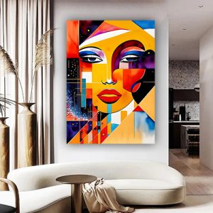 W-90 – ציור של אישה צבעונית להדפסה על קנבס או זכוכית מחוסמת