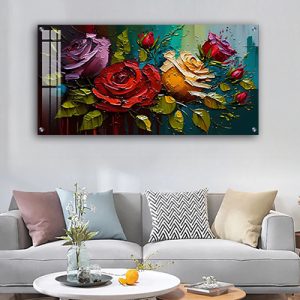 FL-79 ציור של פרחים על קנבס או זכוכית מחוסמת