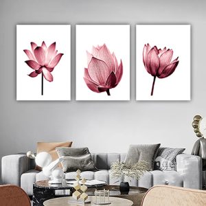 P-86 סט תמונות פרחים 3 חלקים על קנבס או זכוכית