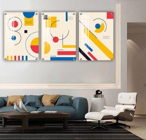 P-91 סט תמונות אבסטרקט 3 חלקים על קנבס או זכוכית מחוסמת