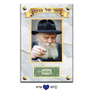 D100-05 – תמונת זכוכית 30-45 של הרבי מליובאוויטש עם מקום לדולר