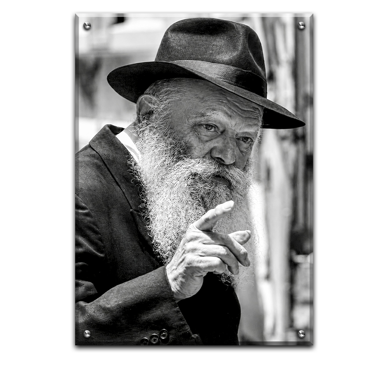 253 - תמונת מיוחדת של הרבי מליובאוויטש בשחור לבן להדפסה על קנבס או זכוכית