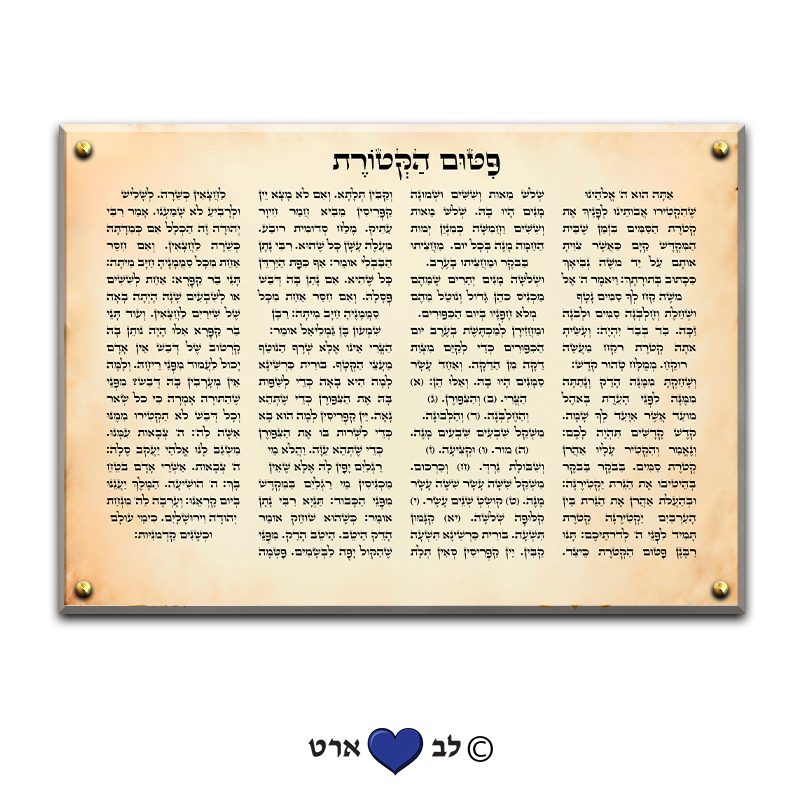 6491 - ברכת פטום הקטורת מעוצב בסגנון נקי על רקע נטראלי