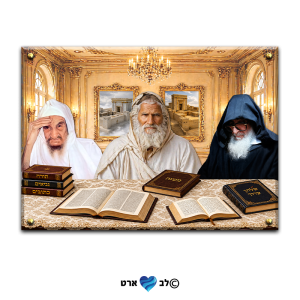 7006 – תמונה של בבא סאלי, רבי אלעזר ורבי יעקב אבוחצירא יחד בגווני זהב-שמנת
